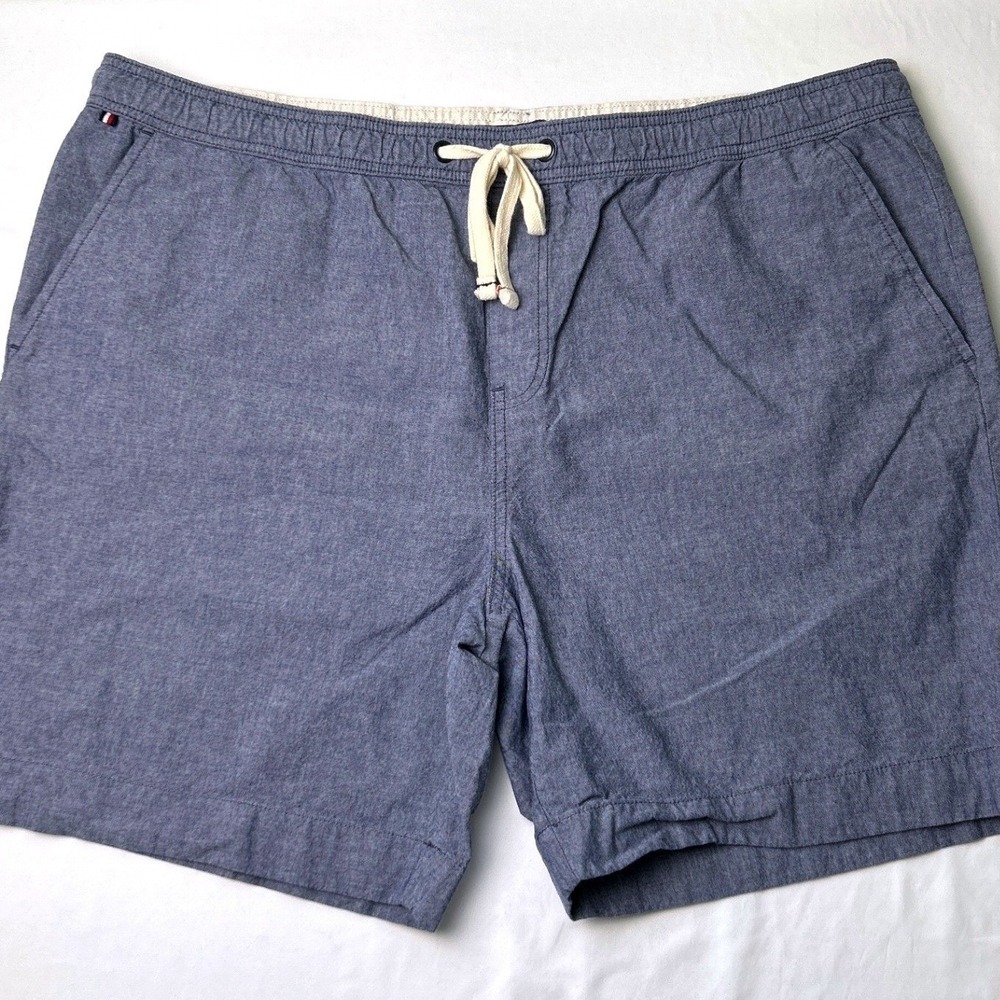 Tommy Hilfiger Mens Shorts Blue Size XXL Chambray Cotton Drawstring 7.5 Inseam